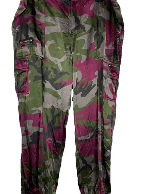 Marrakech Silky Cargo Pants 31 Pink Green Camo Utility Autumn Boho thumbnail 5