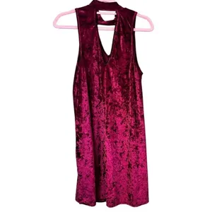 Altar’d State Burgundy Red Crushed Velvet Choker Dress Size Medium thumbnail 11