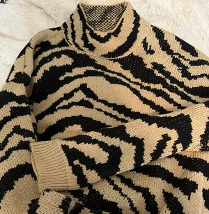 SheIn Zebra Stripe Drop Shoulder Sweater thumbnail 4