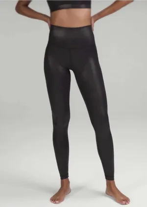 Lululemon Align High-Rise Pant 28" *Shine Radiate Foil Print Black Womens Size 2 thumbnail 1