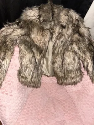 Gray & Brown Faux Fur Cropped Jacket 🤎✨ thumbnail 4