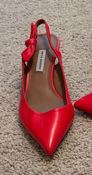Tabitha Simmons Red Bow Accent Slingback Kitten Heel Size 9 thumbnail 1