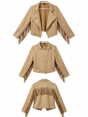 Trendy Tan Suede Fringe Cropped thumbnail 3