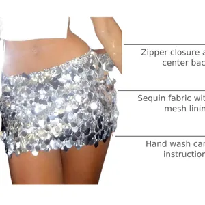 NWT Women’s Silver Sequin Bodycon Mini‎ Skirt - XS thumbnail 8