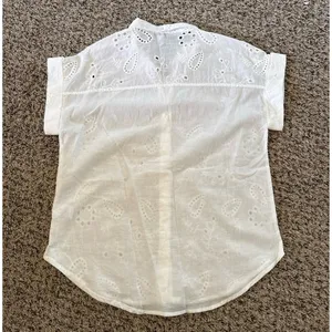 Alex & Jordan White‎ Floral Eyelet Lace Button up Blouse Size Small thumbnail 5