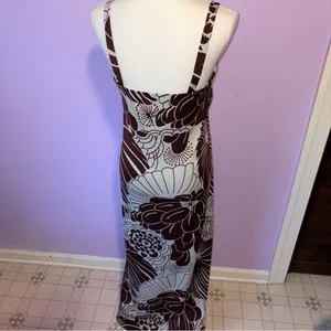 Y2K Jonathan Martin Retro Japanese Floral Maxi Babydoll Dress Women M Neutral thumbnail 10