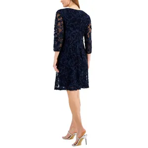 NWT Connected Apparel Crochet Soutache Jacket Dress TRF41094M1 Navy Blue 16 thumbnail 2