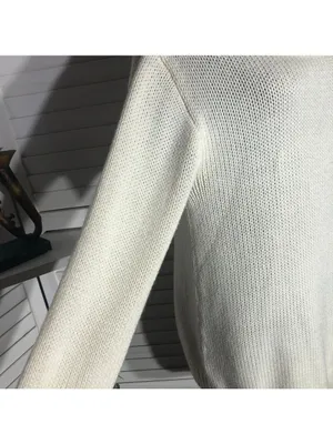 Poof! Cream Cowl Neck Open Back Bow Sweater Dress Size S thumbnail 7