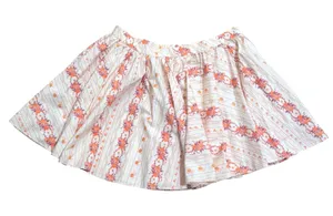 Free People M Medium Gaia Floral Stripe Cotton Mini Circle Skirt Cream Boho NEW thumbnail 1