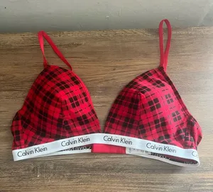 Calvin Klein Icon Cotton Modal Lightly Lined Triangle Buffalo Plaid Bralette thumbnail 1