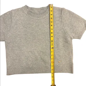 Tête & Tête Gray/Blue Short Sleeve Knit Sweater Top Boxy Crew Neck Soft Luxe thumbnail 5