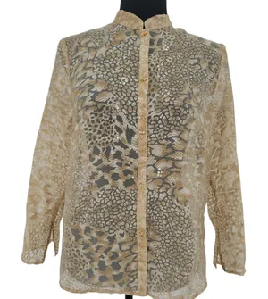 Sheer Gold Leopard Print Top Sequin Party‎ Holiday Layering Indie Sleaze Size S thumbnail 1