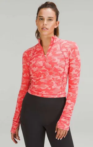 Lululemon it’s Rulu Run Cropped Half Zip Pink Camo thumbnail 1