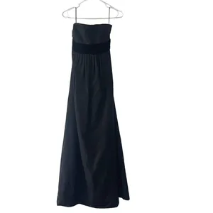 Zara Basic Small Black Strapless Fairy Grunge‎ Whimsygoth Velvet Tie Maxi Dress thumbnail 2