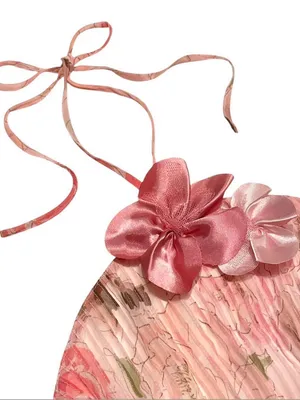 Victoria's Secret Vintage Pink Floral Halter High-Low Dress thumbnail 6