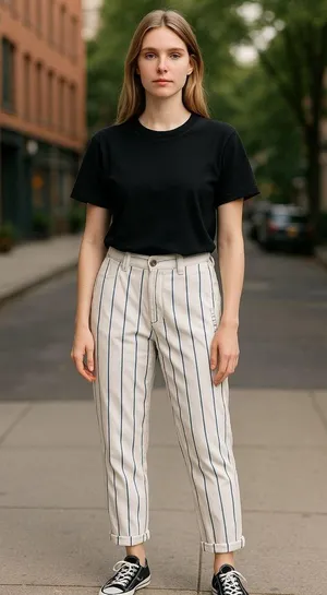 Nwt American Eagle Outfitters Blue White Striped High Rise Mom Jeans thumbnail 1
