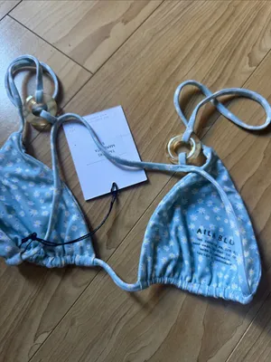 Light Blue Daisy Triangle Bikini Top thumbnail 3