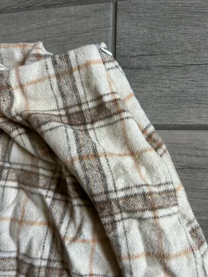 Plaid Mini Skirt in Cream and Brown thumbnail 3