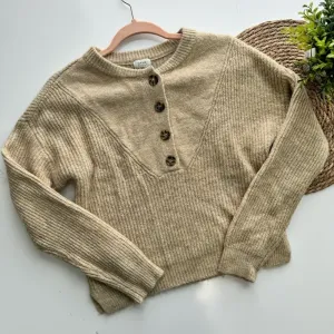 A.N.A Beige‎ Henley Oversized Knit Sweater Size XS thumbnail 3