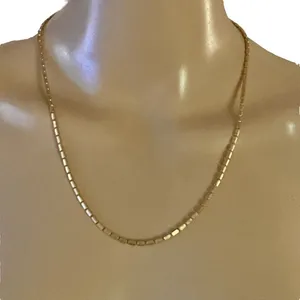 Vintage Japan stamped gold box chain necklace thumbnail 1