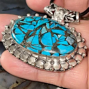 Spiny Turquoise in Copper Pendant 1 1/2”x 1 1/2” thumbnail 10