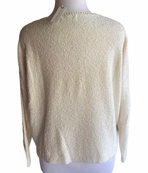 Anthropologie Valeria cream knit relaxed fit textured pullover sweater thumbnail 8