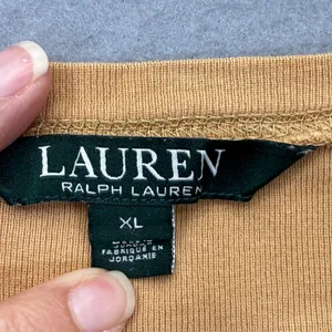 Lauren Ralph Lauren Tan Long Sleeve Shirt Zipper Shoulder Elbow‎ Patches XL thumbnail 2