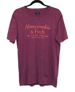 Abercrombie‎ & Fitch Graphic Logo T-Shirt Medium Purple Acid Wash Vintage Style thumbnail 1