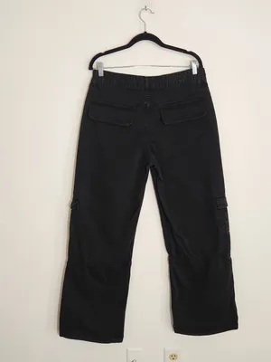 Zara Black Wide Leg Cargo Pants Size 10 thumbnail 3
