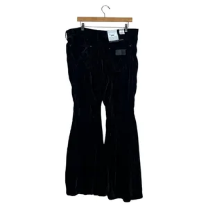 NWT Wrangler Retro Velvet Solid Flare Pants Black Boho High Rise Size 34x32 thumbnail 4