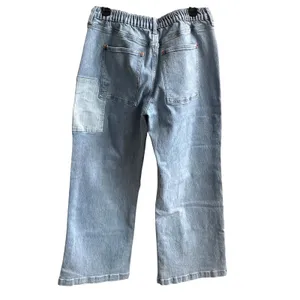 Bohme Wide Leg Jeans Womens‎ 30 Light Wash Pinstripe Patch Utility FL2112HR-BH thumbnail 4