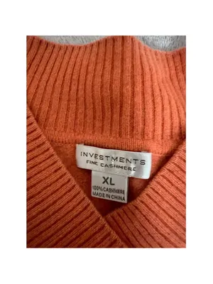 100% Cashmere V-Neck Sweater Orange Size XL thumbnail 7