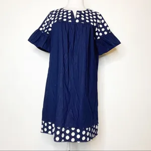 J. Crew Bell Sleeve Fringe Dot Dress blue white‎ sz 10 thumbnail 5