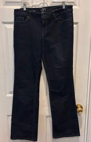 Loft Modern Bootcut Jeans Womens 32/14 Dark Wash Denim Stretch Mid Rise Western‎ thumbnail 1