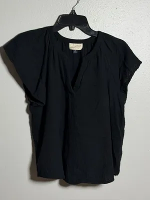 Universal Thread Women‎ Minimalist Black Short Sleeve Split-Neck Blouse size M thumbnail 2