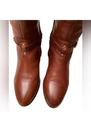 AVA & AIDEN All Leather Brown Zippered Knee High Fashion Riding Boots Sz 6 thumbnail 2