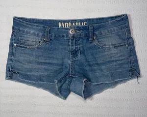 Vintage Hydraulic Y2K Low Rise Micro Mini Denim Shorts Distressed Size 6 2000s thumbnail 1