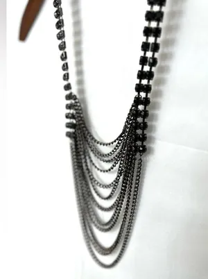 Black Layered Jewel Necklace thumbnail 2