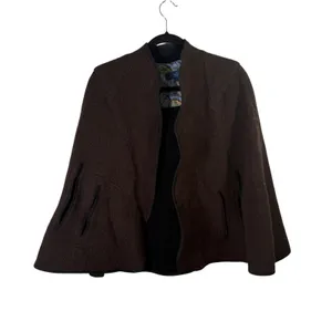 J. McLaughlin Cape Poncho Alpaca Wool Coat Brown Open Front Old Money Women M/L thumbnail 3