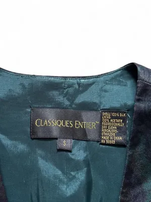 Classiques Entier Silk Teal and Black Paisley Vest Unisex Layering Size Small thumbnail 4