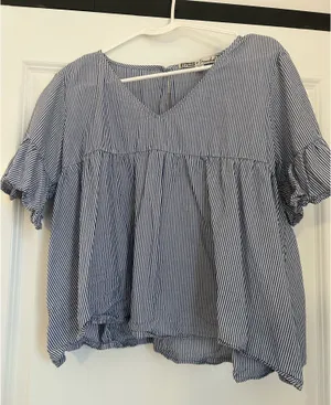 Striped baby doll top Blue Size L thumbnail 1
