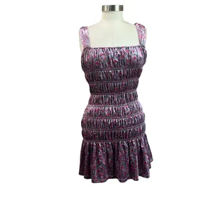 English‎ Factory Smocked Floral Velvet Mini Dress Size Small thumbnail 2