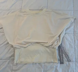 NWT Missguided Balloon Sleeve Crop Athletic Women's T-Shirt Large Cream Y2K thumbnail 1