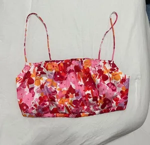 White Fox Boutique satin floral crop top thumbnail 1