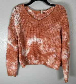 Anthropologie Pilcro Christian V-neck Sweater Size Small Chunky‎ Knit Creamsicle thumbnail 1