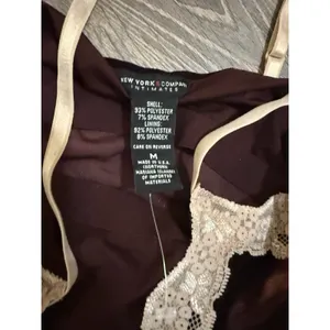NY& Co. Authentic Y2K Brown Velvet Lace Camisole Babydoll Grunge Goth USA Size M thumbnail 3