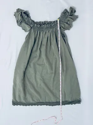 Smocked Off Shoulder Mini Dress - Army Green - S thumbnail 18