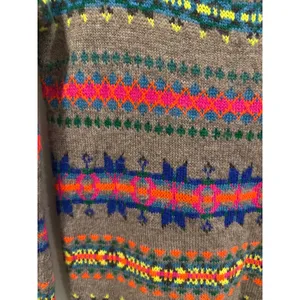 American Eagle Outfitters Neon Fair Isle Wool Blend Sweater preppy Womens M boho thumbnail 2