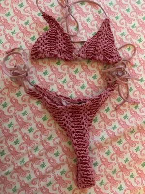Triangl Bikini Pink Crochet thumbnail 1