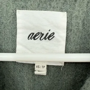 Aerie Size XS Oversized Pullover Style Sweater Mossy Green Ribbed‎ Crewneck thumbnail 4